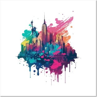 abstract new york skyline Posters and Art